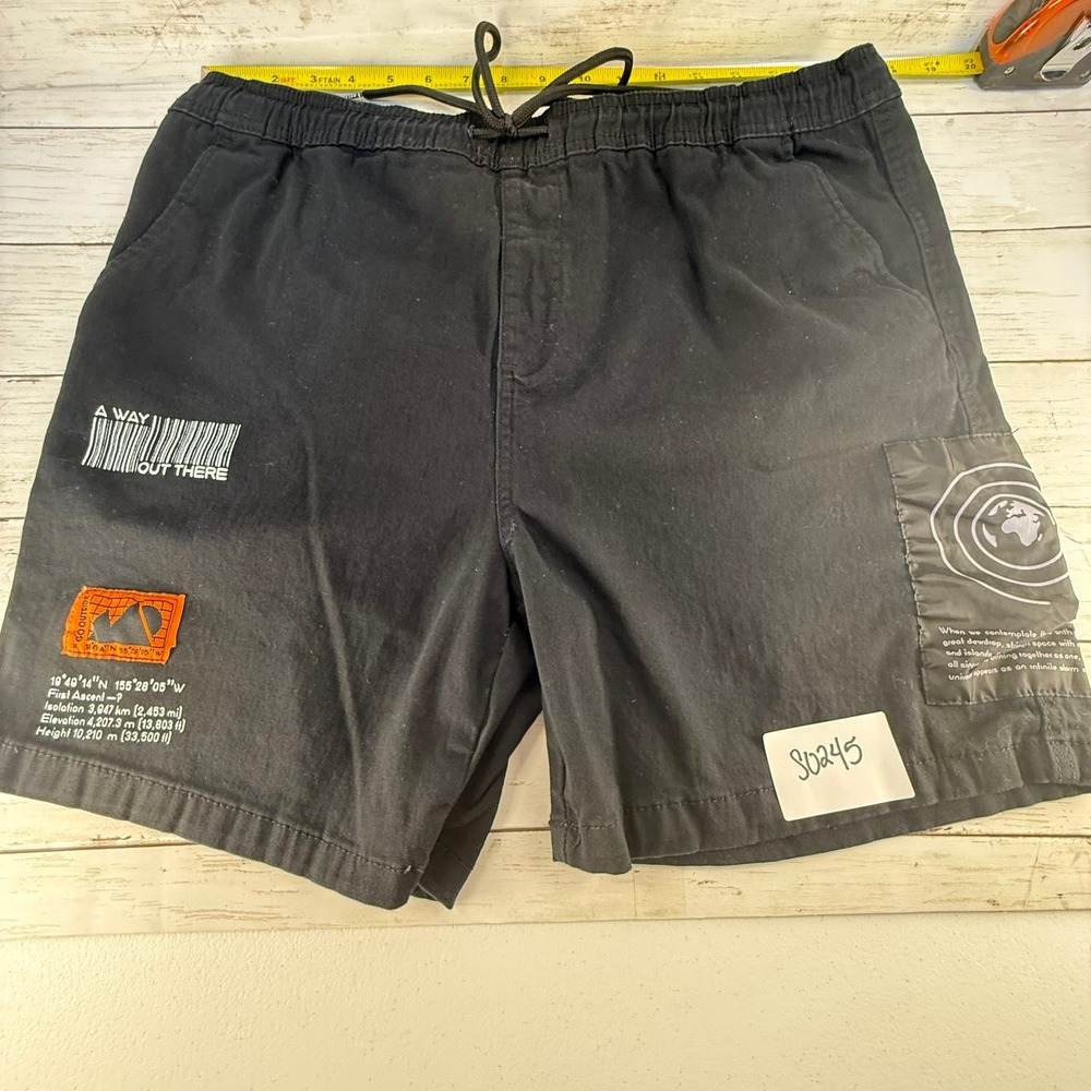 Brooklyn‎ Cloth Mens XL Black Graphic Shorts 7 Inch Inseam Streetwear Drawstring